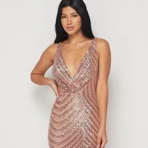 FashionNova CHAMPAGNE GOLD SEQUIN DRESS
